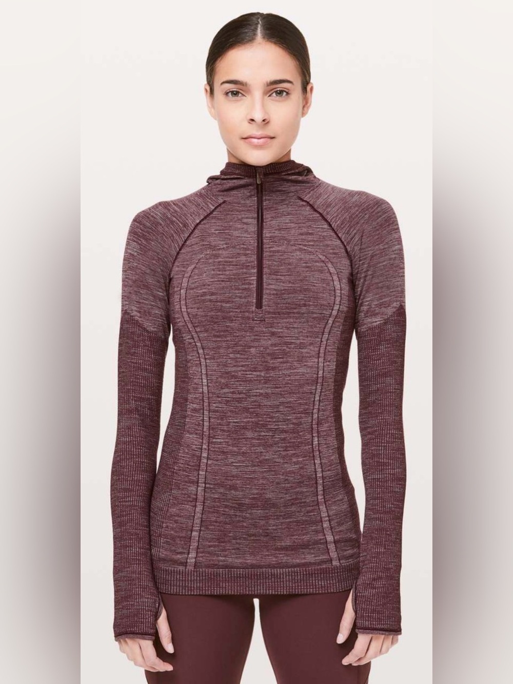 Lululemon Swiftly Wool 1/2 Zip Hoodie in Dark Adobe, Size 4, Good Condition!
